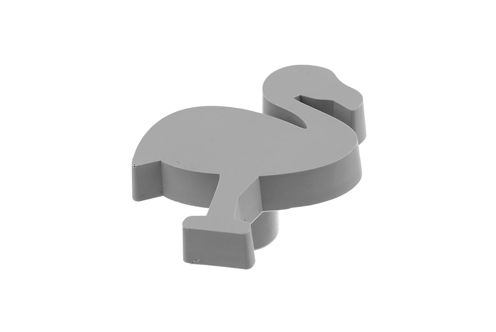 Fogantyú gomb, gumi, flamingo, szürke