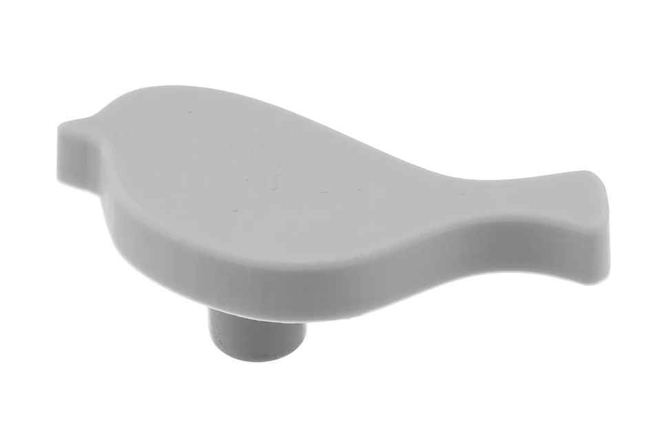 Fogantyú gomb, gumi, madár, szürke