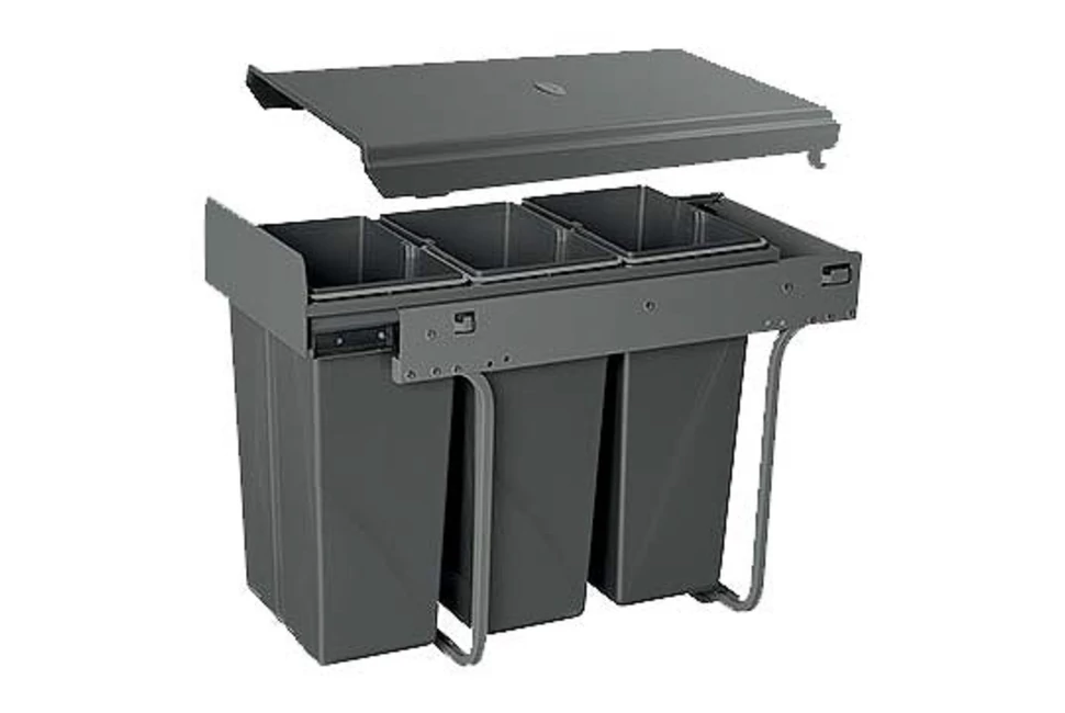 Hulladékgyűjtő GTV Practi Eco 300, szelektív, manuális működés, 300mm-es elembe, lágy záródás, 3x10l edénnyel, fedéllel