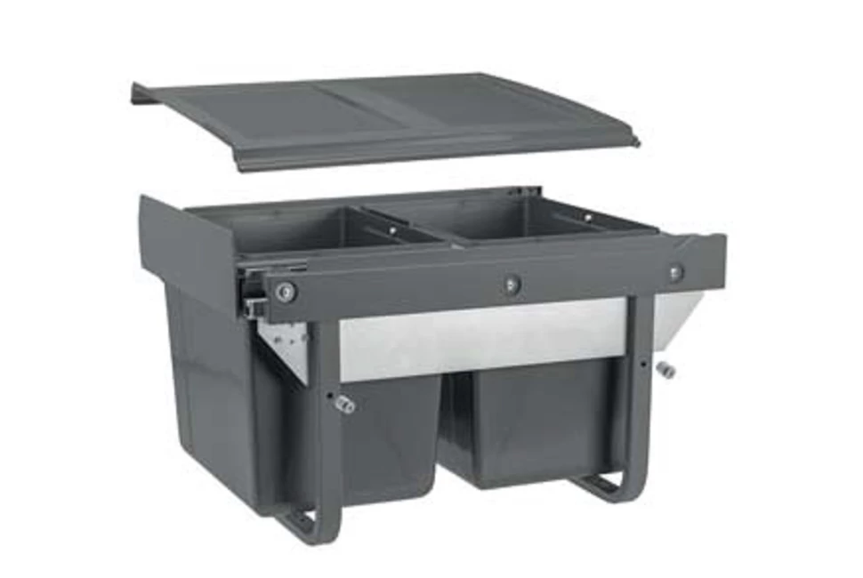 Hulladékgyűjtő GTV Practi Eco 450, szelektív, manuális működés, lágy záródás, 2x15 L edénnyel, fedéllel