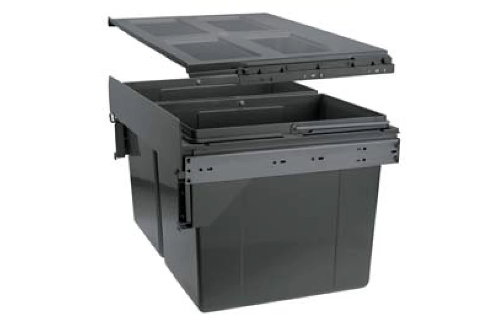 Hulladékgyűjtő GTV Practi Eco 400, szelektív, frontkihúzású, golyós csúszóval, 2x16L