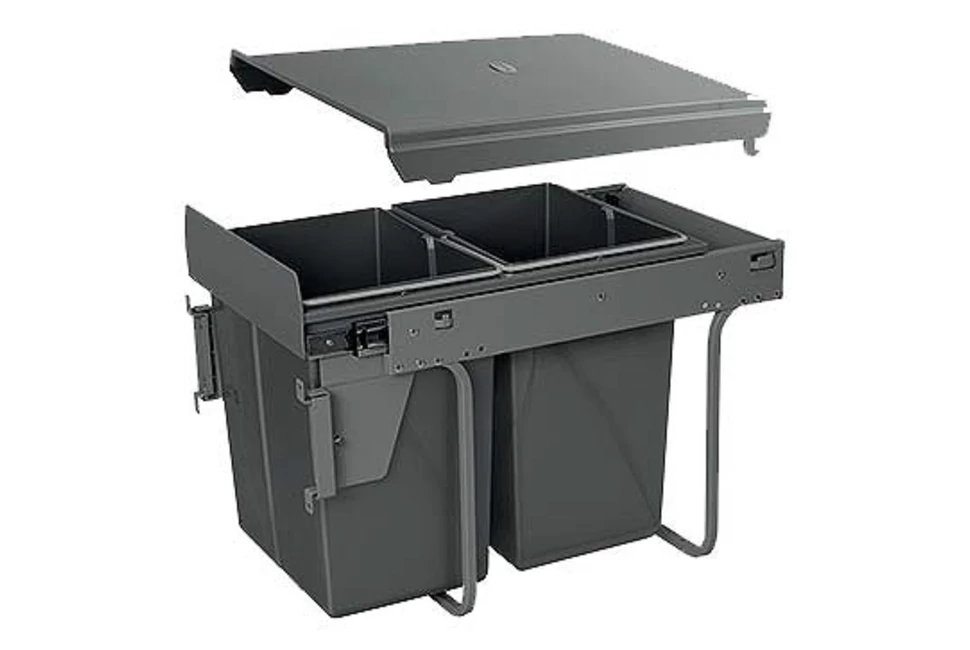 Hulladékgyűjtő GTV Practi Eco 400, szelektív, frontkihúzású, lágy záródás, 2x20 L edénnyel, fedéllel