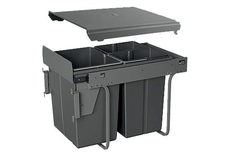 Hulladékgyűjtő GTV Practi Eco 400, szelektív, frontkihúzású, lágy záródás, 2x10+20 L edénnyel, fedéllel