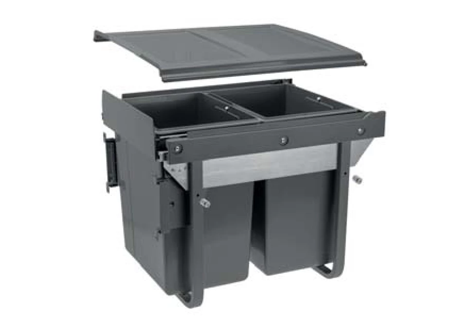 Hulladékgyűjtő GTV Practi Eco 450, szelektív, frontkihúzású, lágy záródás, 2*20 L edénnyel, fedéllel