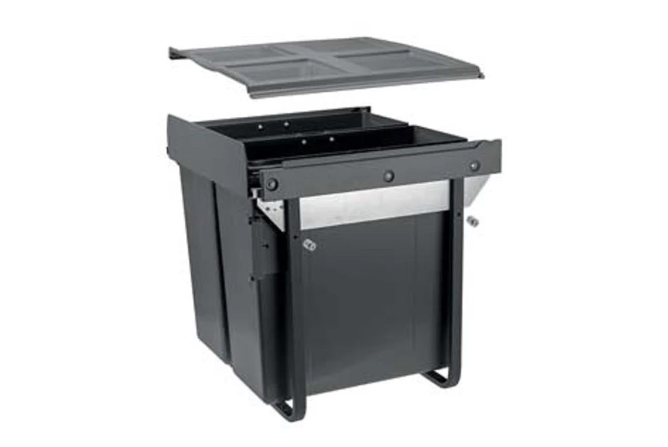 Hulladékgyűjtő GTV Practi Eco 600, szelektív, frontkihúzású, lágy záródás, 2*34 L edénnyel, fedéllel