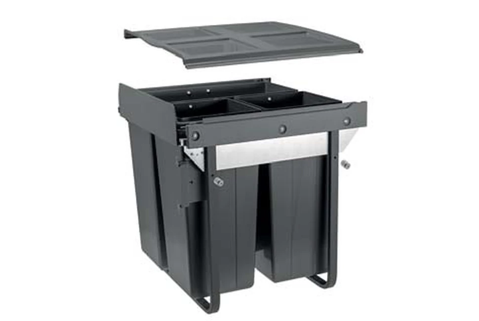 Hulladékgyűjtő GTV Practi Eco 600, szelektív, frontkihúzású, lágy záródás, 34+2*17 L edénnyel, fedéllel