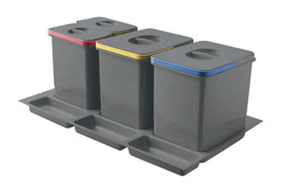 Hulladékgyűjtő GTV Multino 800, szelektív, utólag behelyezhető, 2*15+2*7 L edénnyel, fedéllel, tárolókkal