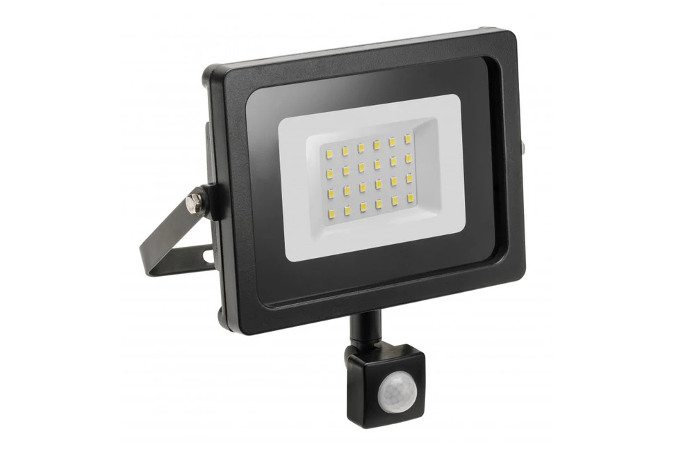 LED reflektor iNEXT mozgásérzékelővel 20W 1600lm, PF>0,9, RA>80, IP65, 120°, 6400K, fekete