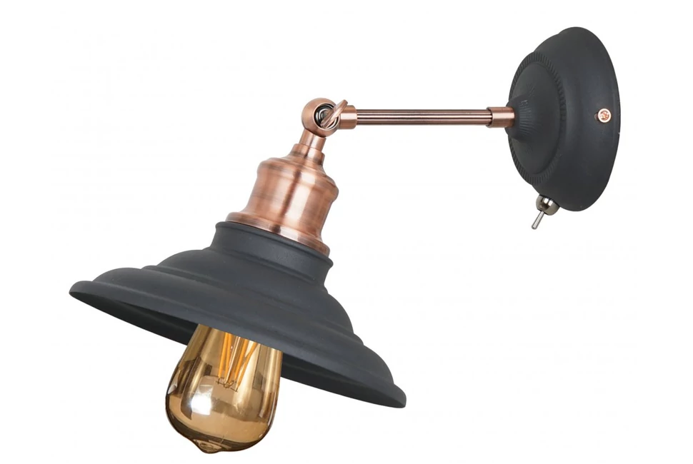 Lámpa Fali lámpatest LORET+ kapcsolóval,7901,AC220-240V,50/60Hz,1*E27,max.40W,átmérő20cm,egyes,fekete
