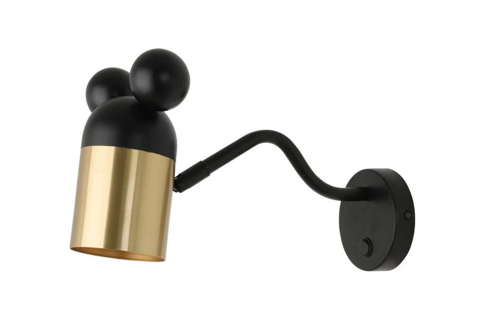 Lámpa Fali lámpatest MOUSE, 4763, max250V, 50/60Hz, 1*E27,  max.25 W, IP20, átmérő 8 cm, fekete/arany