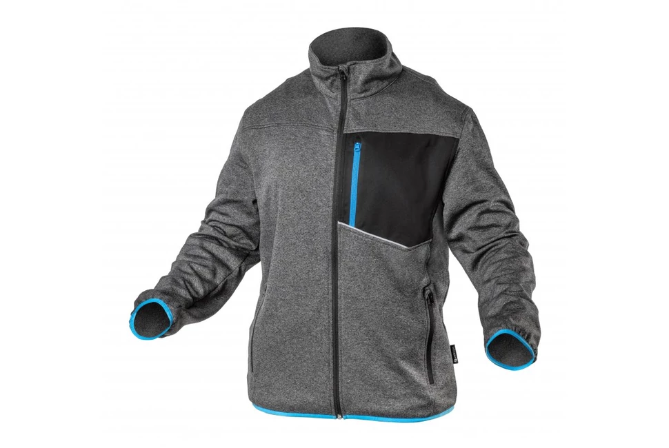 Munkaruha Högert NISTER Munkavédelmi pulóver, szürke melange/kék 2XL (56)