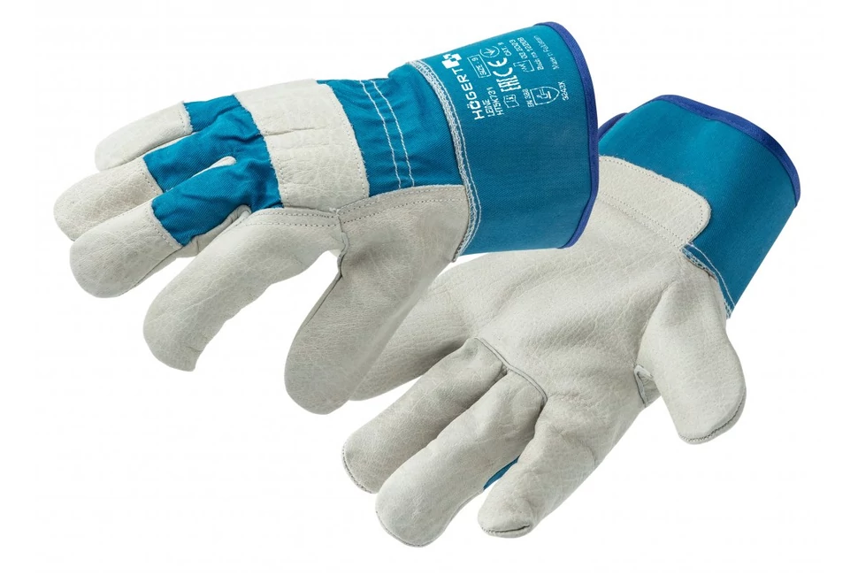 Munkaruha Högert LEINE Munkavédelmi kesztyű, Kanadai, marhabőr, kék 10