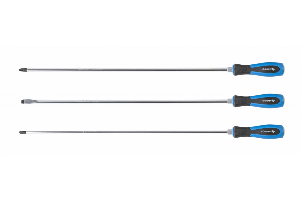Szerszám Högert Csavarhúzó szett, hosszú,   3db-os, Crv, SL, PH2, PH3