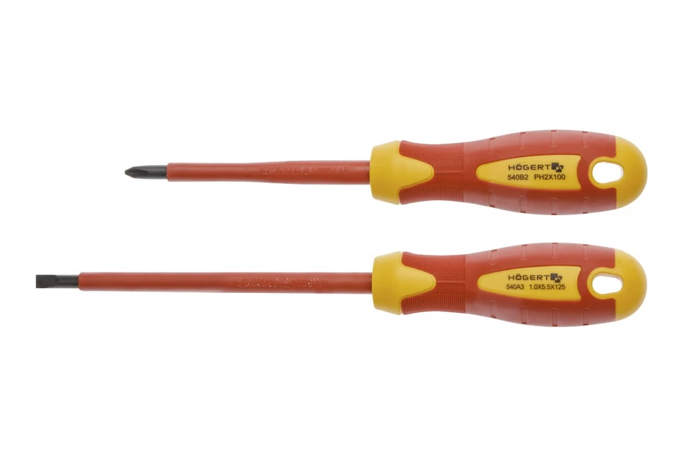 Szerszám Högert Csavarhúzó szett,  2db-os, szigetelt 1000V, CrMo, SL5,5, PH2
