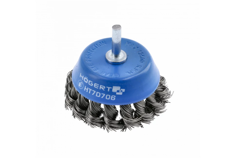 Szerszám Högert Csiszoló korong, drótos, végkefés, rozsdamentes acél dróttal,  75mm, max 12500 fordulat