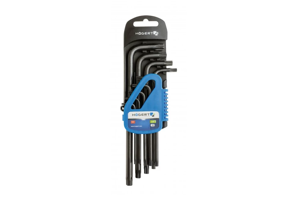Szerszám Högert Imbusz kulcs szett, 9db-os, TORX, T10, T15, T20, T25, T27, T30, T40, T45, T50, CrV, hosszú, fekete