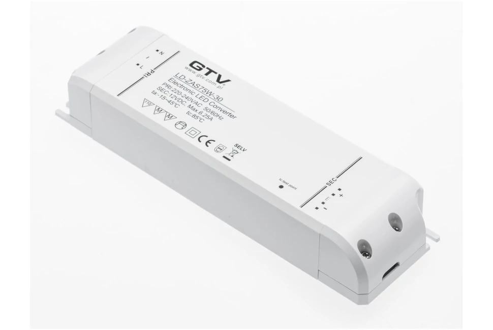 Tápegység LED 12V,  75W, IP20, 180x52x30cm