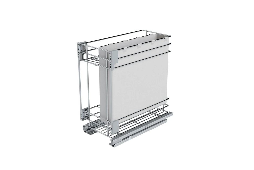 Konyhai fémrács, 400mm, fenéklapra szerelhető, króm-fehér, teljes kihúzás, csillapított záródás, rejtett fióksín, 2 kosár, textílzsákkal SIGE, Green Line 006