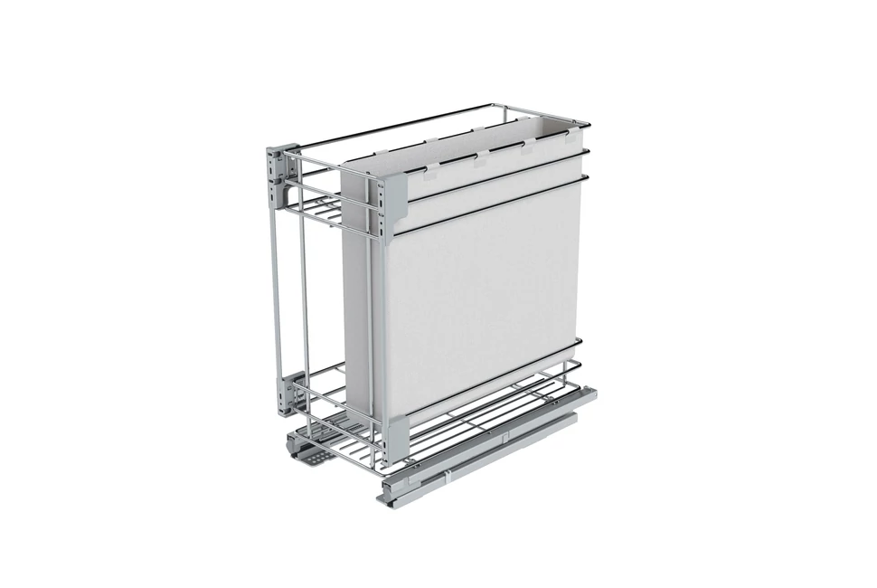 Konyhai fémrács, 400mm, fenéklapra szerelhető, ezüst szürke, teljes kihúzás, csillapított záródás, rejtett fióksín, 2 kosár, textílzsákkal SIGE, Green Line 006