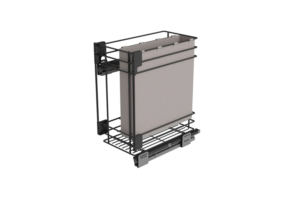 Konyhai fémrács, 300mm, oldalra szerelhető, antracit, teljes kihúzás, csillapított záródás, rejtett fióksín, 2 kosár, textílzsákkal SIGE, Green Line 007