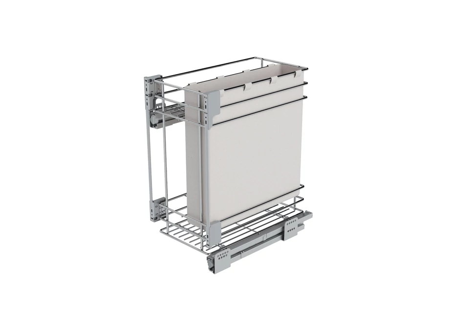Konyhai fémrács, 450mm, oldalra szerelhető, ezüst szürke, teljes kihúzás, csillapított záródás, rejtett fióksín, 2 kosár, textílzsákkal SIGE, Green Line 007