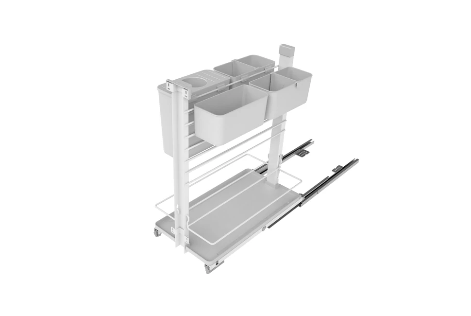 Konyhai fémrács, 300mm, króm, fenéklapra szerelhető szelektív tároló, Shéf fiók, teljes kihúzás, csillapított záródás, rejtett fióksín, SIGE 094G