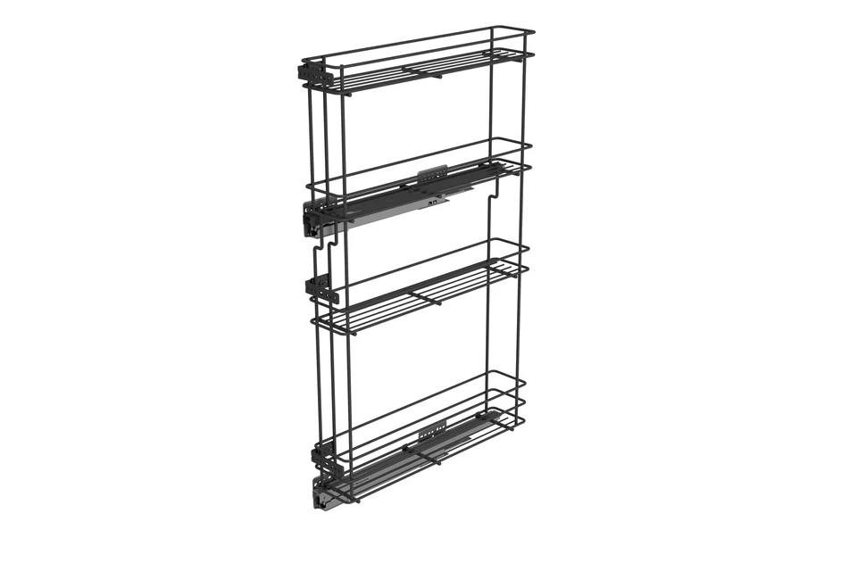 Konyhai fémrács, 150mm, bal oldalra szerelhető, antracit, teljes kihúzás, csillapított záródás, rejtett fióksín, 4 kosár SIGE, Green Line 249