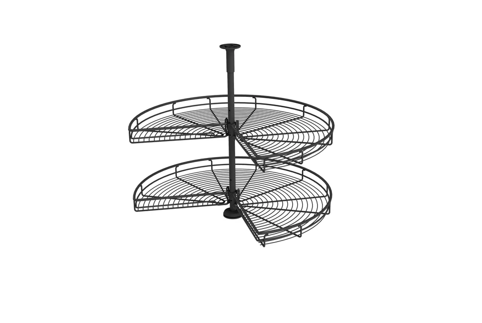 Konyhai fémrács, sarokszekrénybe, 3/4 kör kosár, antracit, 810mm átmérő, oszloppal, 400mm ajtókhoz, Sige Green Line 361