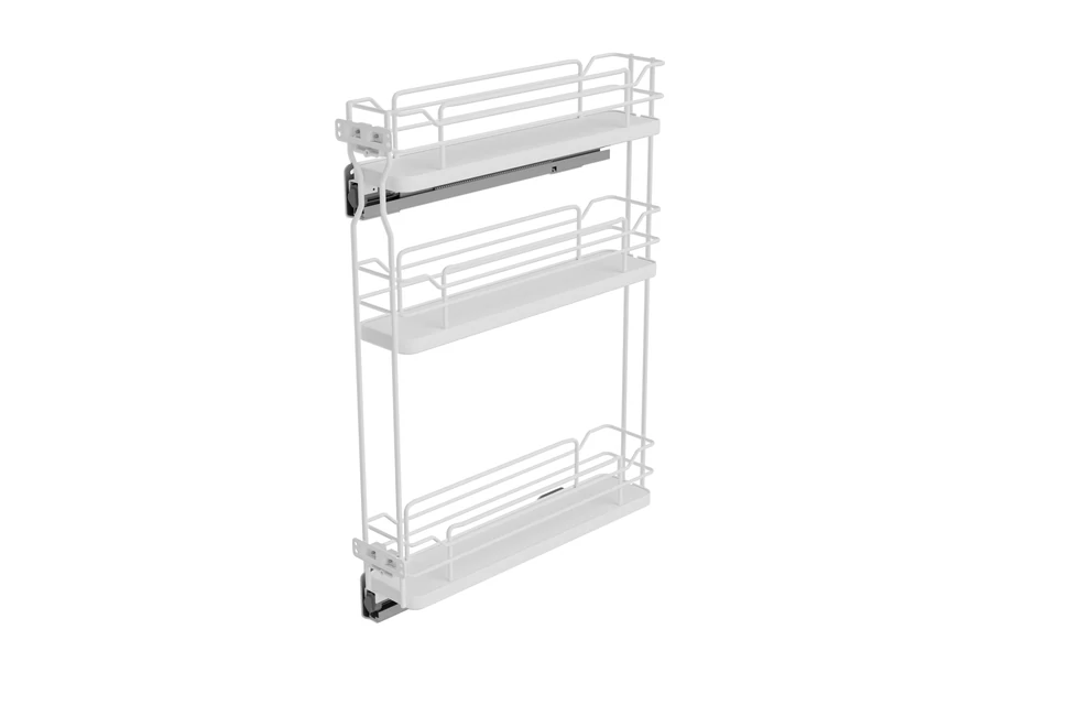 Konyhai fémrács, 150mm, bal oldalra szerelhető, fehér, teljes kihúzás, csillapított záródás, rejtett fióksín, 3 kosár SIGE, Infinity Line 002