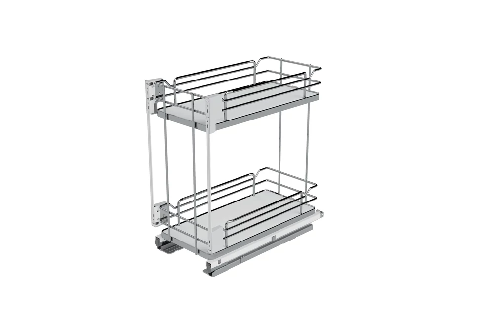 Konyhai fémrács, 450mm, fenéklapra szerelhető, króm-fehér, teljes kihúzás, csillapított záródás, rejtett fióksín, 2 kosár SIGE, Infinity Line 003
