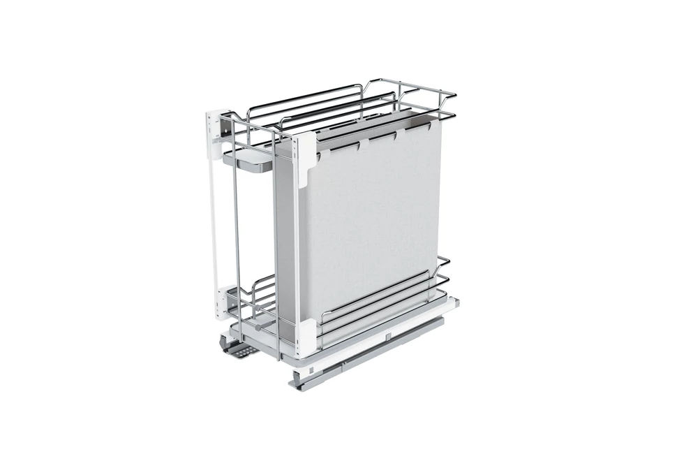 Konyhai fémrács, 400mm, fenéklapra szerelhető, króm-fehér, teljes kihúzás, csillapított záródás, rejtett fióksín, 2 kosár, textílzsákkal SIGE, Infinity Line 006