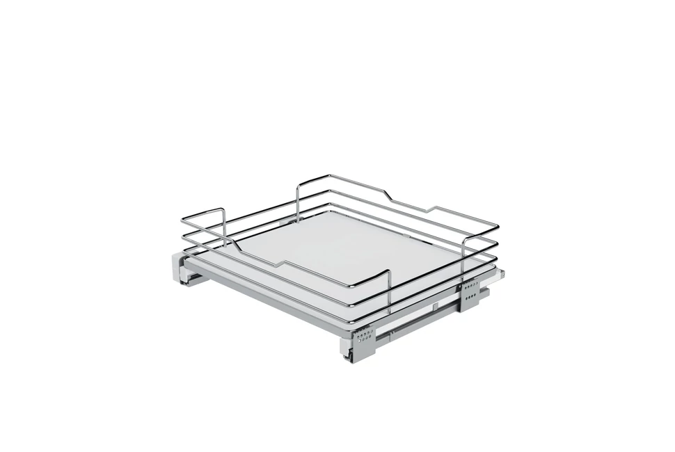 Konyhai fémrács, 500mm, fiók, króm-fehér, teljes kihúzás, csillapított záródás, 30kg teherbírás, SIGE Infinity Line 119