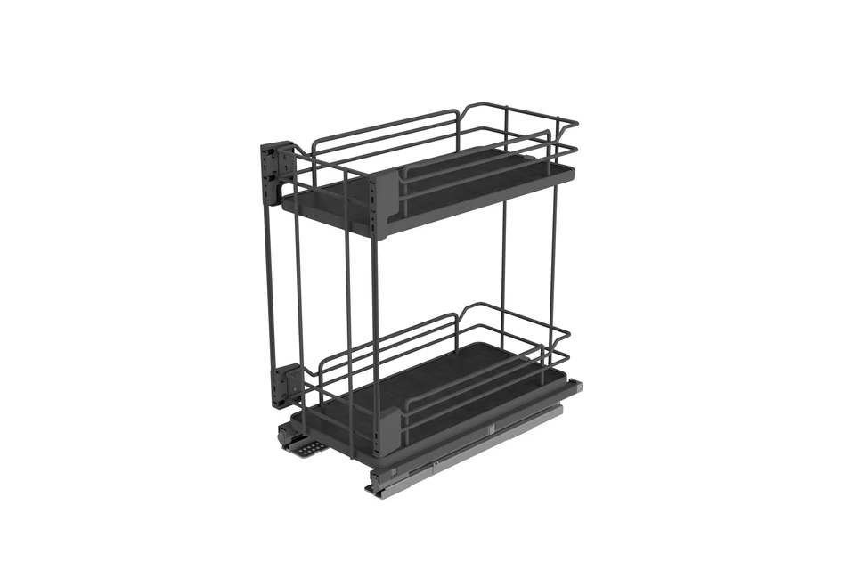 Konyhai fémrács, 600mm, fenéklapra szerelhető, antracit, teljes kihúzás, csillapított záródás, rejtett fióksín, 2 kosár SIGE, Infinity Line 003