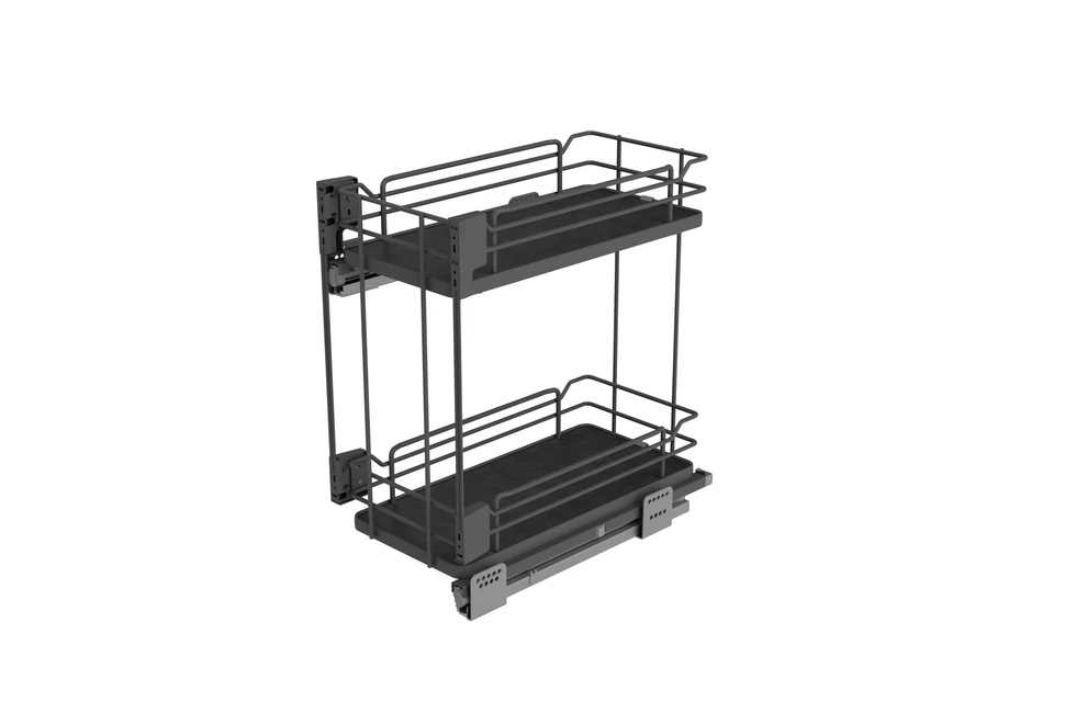 Konyhai fémrács, 450mm, oldalra szerelhető, antracit, teljes kihúzás, csillapított záródás, rejtett fióksín, 2 kosár SIGE, Infinity Line 004