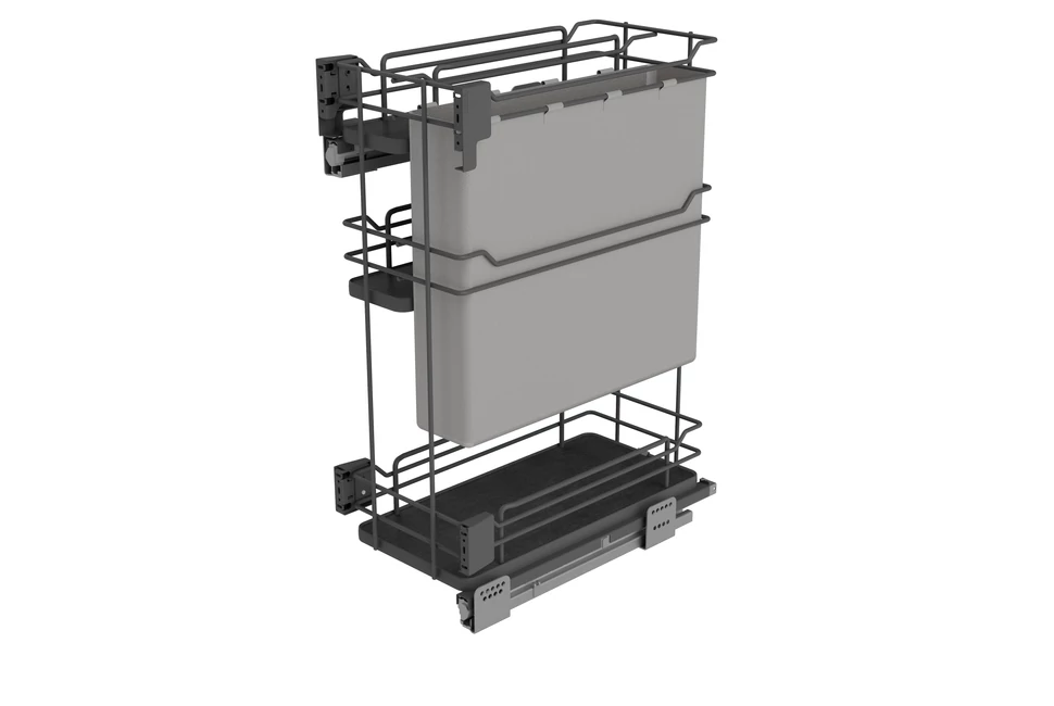 Konyhai fémrács, 300mm, oldalra szerelhető, antracit, teljes kihúzás, csillapított záródás, rejtett fióksín, 3 kosár, textílzsákkal SIGE, Infinity Line 007