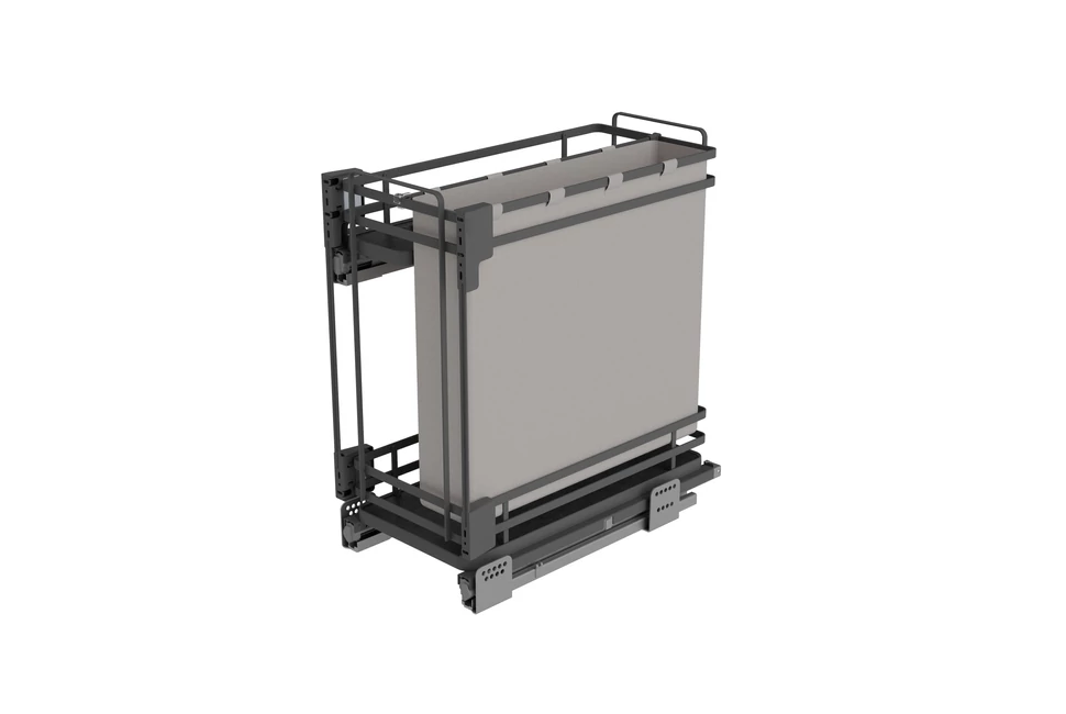 Konyhai fémrács, 400mm, oldalra szerelhető, antracit, teljes kihúzás, csillapított záródás, rejtett fióksín, 2 kosár, textílzsákkal SIGE, Infinity Plus 007