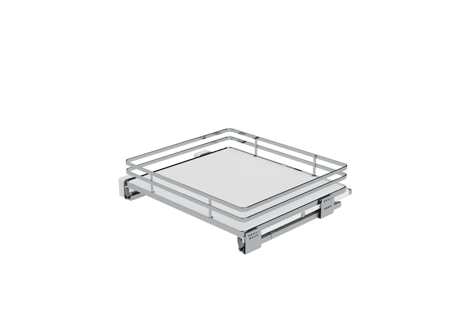 Konyhai fémrács, 450mm, fiók, króm-fehér, teljes kihúzás, csillapított záródás, 30kg teherbírás, SIGE Infinity Plus 119