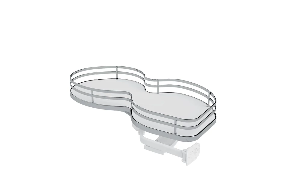 Konyhai fémrács, sarokszekrénybe, jobbos, Nuvola vesetál, króm-fehér,  800mm, 400mm ajtó szélesség, Sige Infinity Plus 371