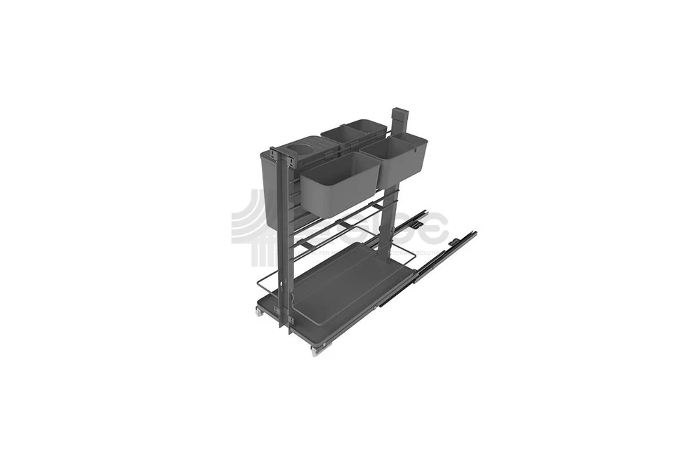Konyhai fémrács, 300mm, fenéklapra szerelhető szelektív tároló, Shéf fiók, teljes kihúzás, csillapított záródás, rejtett fióksín, SIGE 094G