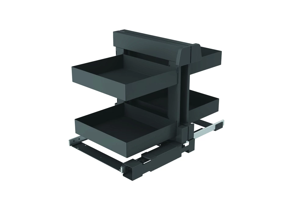 Konyhai fémrács, sarokszekrénybe, teljes kihúzás, csillapított záródás, antracit, univerzális, 1000mm, 500mm ajtó szélesség, Sige PRO LINE 340