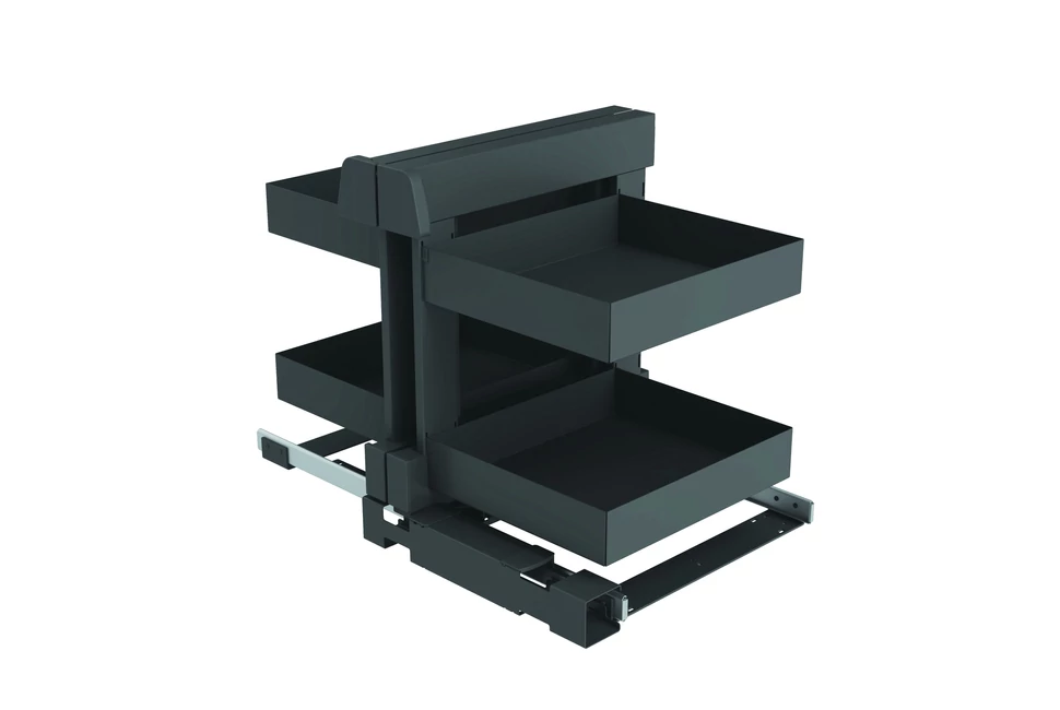 Konyhai fémrács, sarokszekrénybe, teljes kihúzás, csillapított záródás, antracit, jobbos,  900mm, 450mm ajtó szélesség, Sige PRO LINE 340