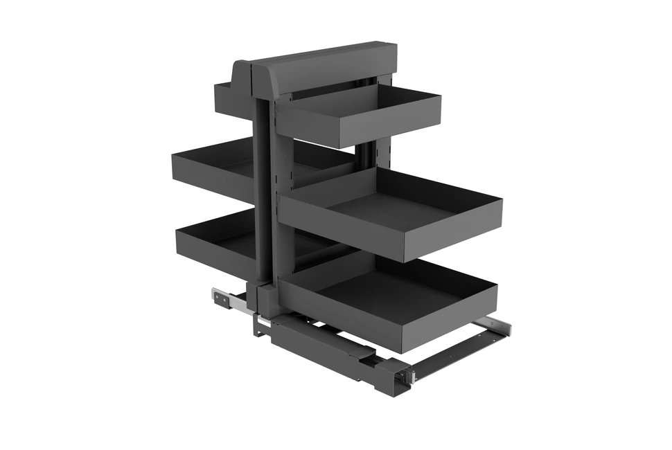 Konyhai fémrács, sarokszekrénybe, teljes kihúzás, csillapított záródás, antracit, jobbos,  900mm, 450mm ajtó szélesség, Sige PRO LINE 340