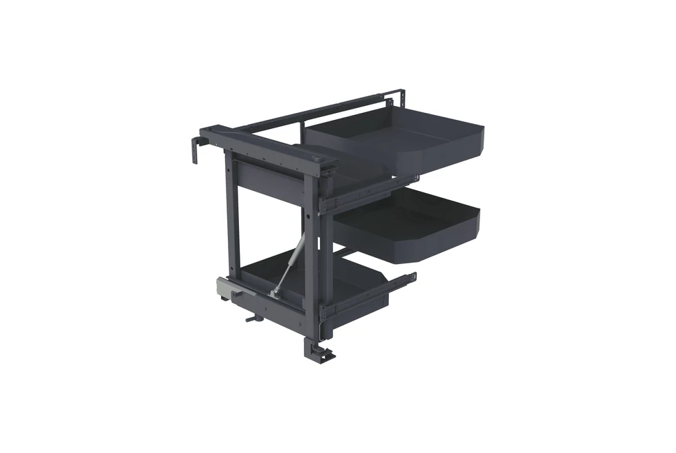 Konyhai fémrács, sarokszekrénybe, részleges kihúzás, csillapított záródás, antracit, balos, 1200mm, 600mm ajtó szélesség, Sige PRO LINE 350