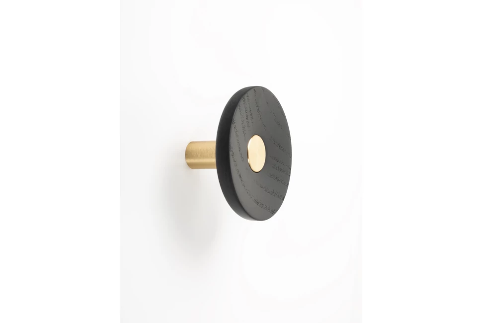 Fogas  Viefe ZOOT  gomb,  90mm, fa-alumínium, csiszolt sötét sárgaréz + fekete lakkozott EI