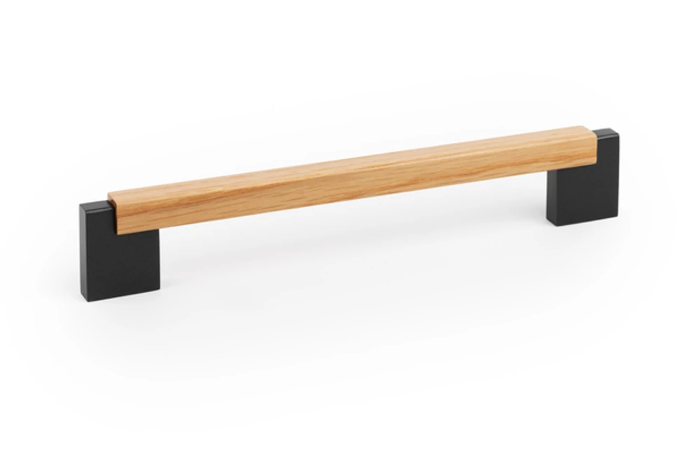 Fogantyú  Viefe DUO MINI  160mm, fém-fa, csiszolt láva szürke - tölgy