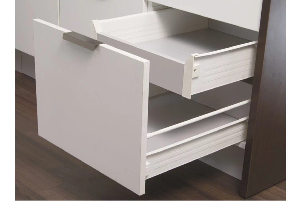 Fiókoldal  Impaz 117x450mm, belső fiók, részleges kihúzású, fehér, 30kg