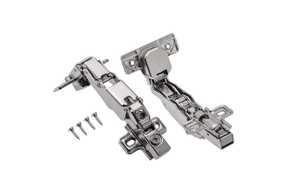 Kivetőpánt, 165°, csillapított záródású, klippes, eurocsavar nélküli talp h=0