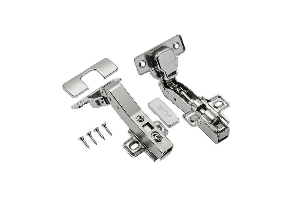 Kivetőpánt, 45°, csillapított záródású, klippes, eurocsavar nélküli talp h=0