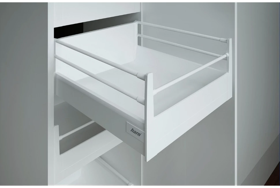 Fiókoldal   RITMA CUBE belső fiók,  H, dupla kör korlátos, fehér, 550mm, 35kg