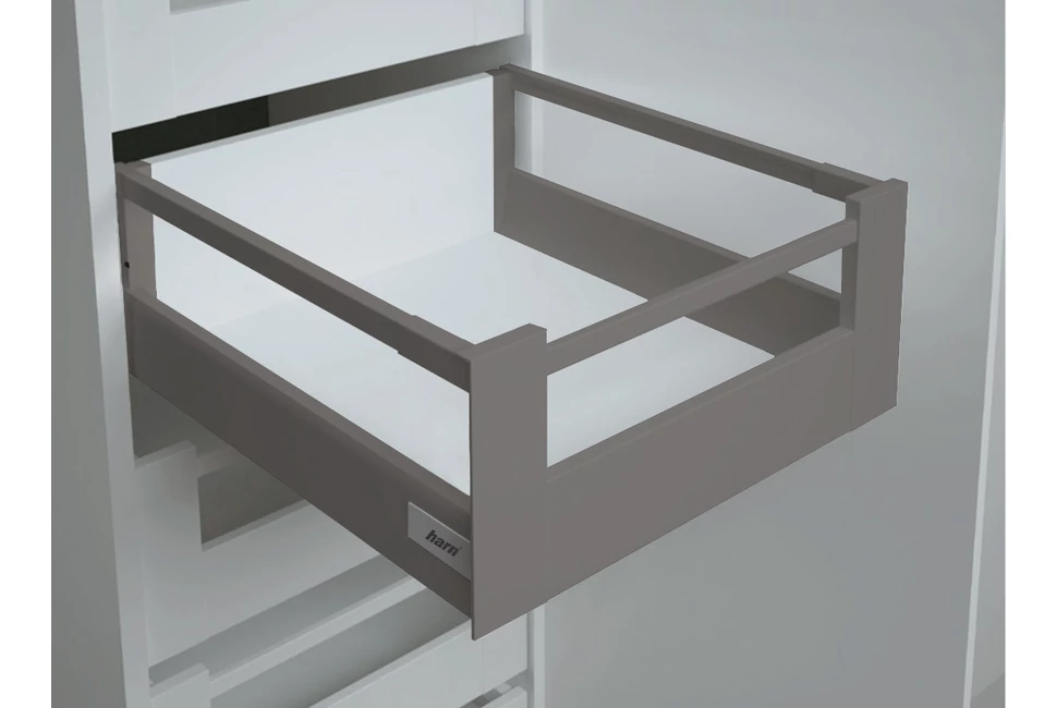 Fiókoldal   RITMA CUBE belső fiók,  H2, szimpla szögletes korlátos, metál szürke, 270mm, 35kg